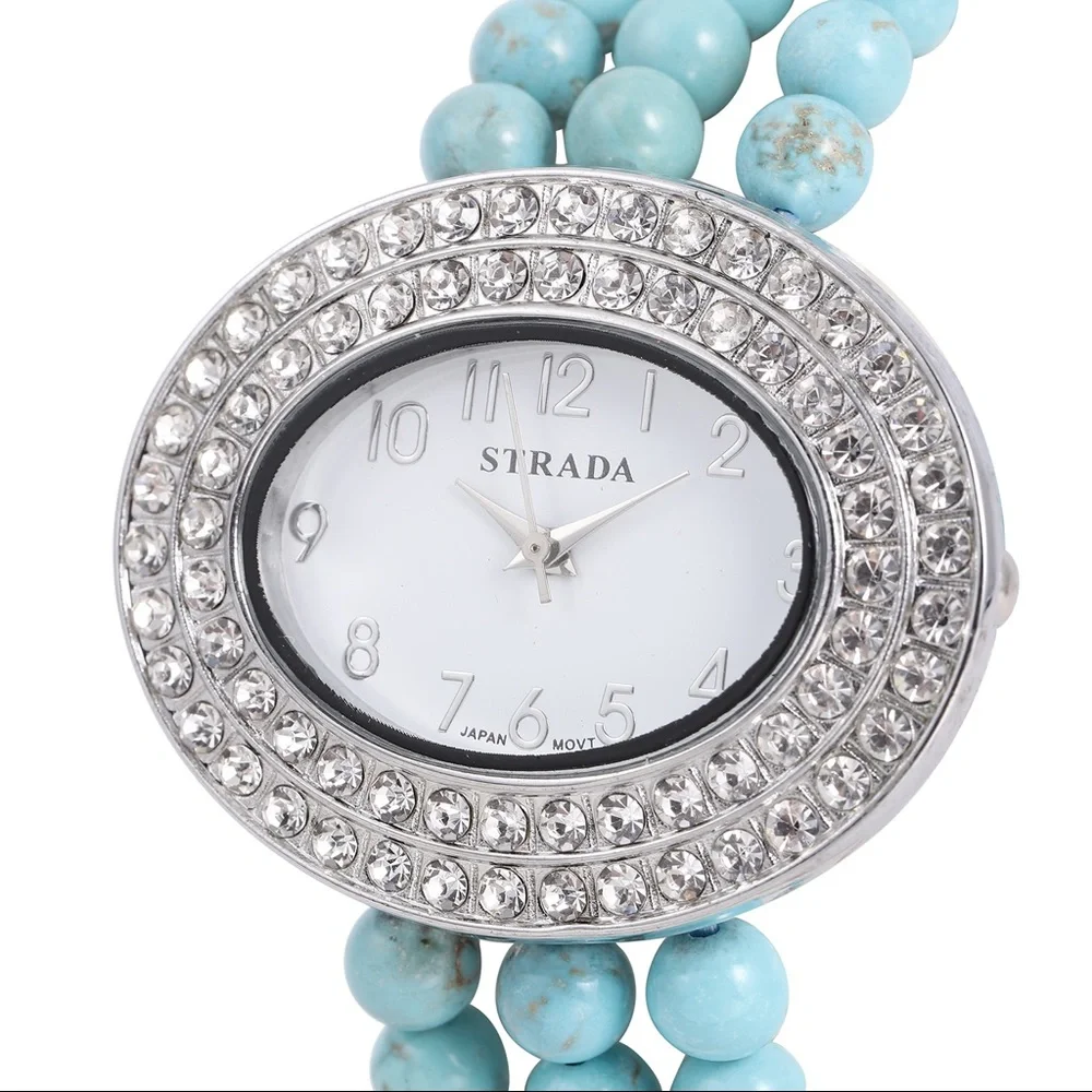Blue Howlite Beaded Stretch Bracelet Watch